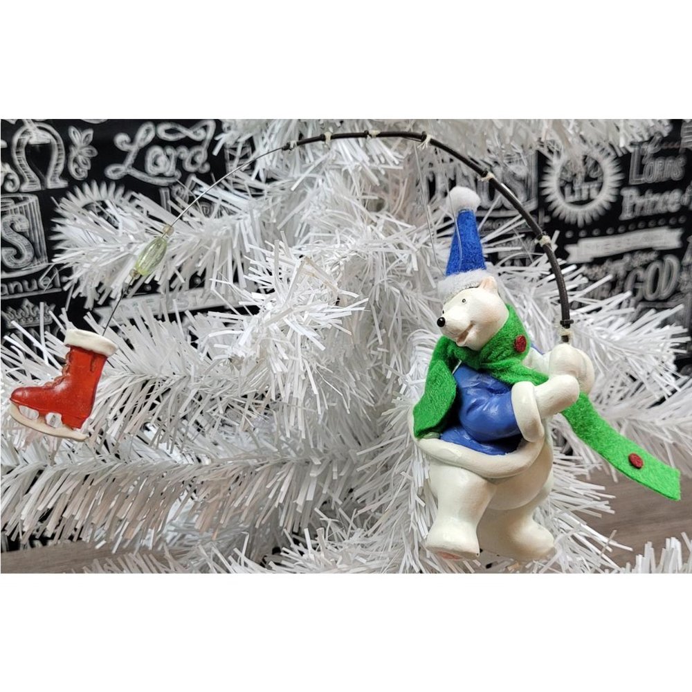 Polar Bear Fishing Christmas Ornament